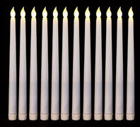 Sophisticated 12-Pack LED Taper Candles with Flickering Light, Battery-Operated, Events & Home Décor, Safe & Versatile