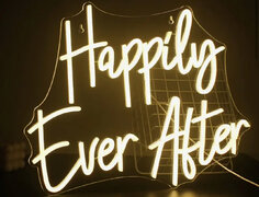 Happily Ever After Neon Warm White Letter Shape Sign Wedding Wall Hanging Neon Light