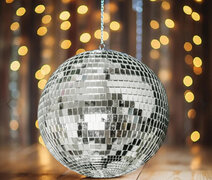 Large Silver Foam Disco Mirror Ball With Hanging Swivel Ring, Holiday Party Decor 12