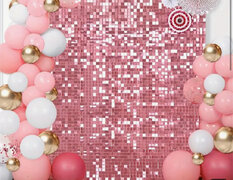 Rental 36Pieces 6ftx6ft Pink Shimmer Wall Backdrop Square Shimmer Panels Sequin Photo Backdrops Decoration for Birthday Anniversary Engagement Parties Spring Glitter Bling Sequin Decoration