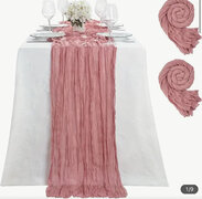 36x120Inches Dusty Rose Table Runner Cheesecloth Table Runner Vintage Table Runner For Wedding Bridal Shower Baby Shower Decorations