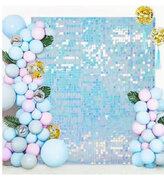 24 Pieces 6ftx4ft Iridescent Sequin Wall Panels Shimmer Wall Backdrop Glitter 24 Panels Square Shimmer Backdrop Decorations for Birthday Anniversary Engagement Wall