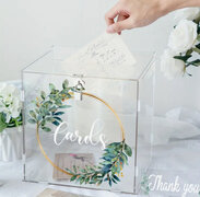 Rental Elegant Acrylic Wedding Card Box with Lock & Waterproof Feature, Includes Thank You Sign for Celebratory Events