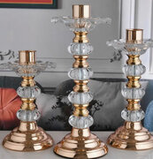 3 piece 1pc Golden Crystal Lotus Candle Holders For Pillar Candle, Candlestick For Dining Coffee Table Wedding Events Parties, Home Decor Christmas Gift, room Decor