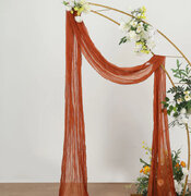 Terracotta (Rust) Gauze Cheesecloth Fabric Wedding Arch Drapery, Window Scarf Valance, Boho Decor Arbor Curtain Panel