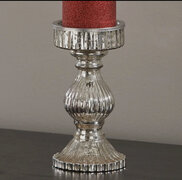 Small Glass Silver  Candle Holder