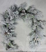 Christmas Flocked Snow Gsrland with Pine Cones 72