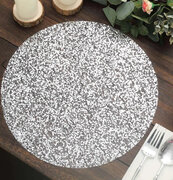  Metallic Silver Sequin Mesh Table Placemats, Round Sparkly Dust Free Sequin Dining Mats 13