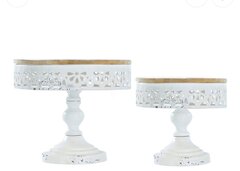 Set of 2 cake display. The bigger one is 10” antique, white chic, adorable cake display