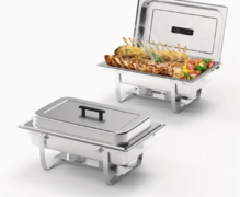 2pcs/4cs 8QT Half Size Stainless Steel Chafing Dish Buffet Set - Durable Food Warmer Kit with Tight-Fitting Lids, Deep Food Pans, Water Pan, And Fuel Holders for Restaurant, Catering, Parties, And Wedding Events