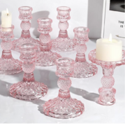 Pink Candlestick Holders Set- 4