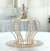 Metallic Gold Crystal-Bead Royal Crown Centerpiece